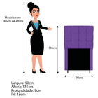 Cabeceira Estofada Manchester 90 Cm Solteiro Corano Roxo - Am