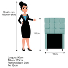 Cabeceira Estofada Manchester 90 Cm Solteiro Suede Azul Tiffa