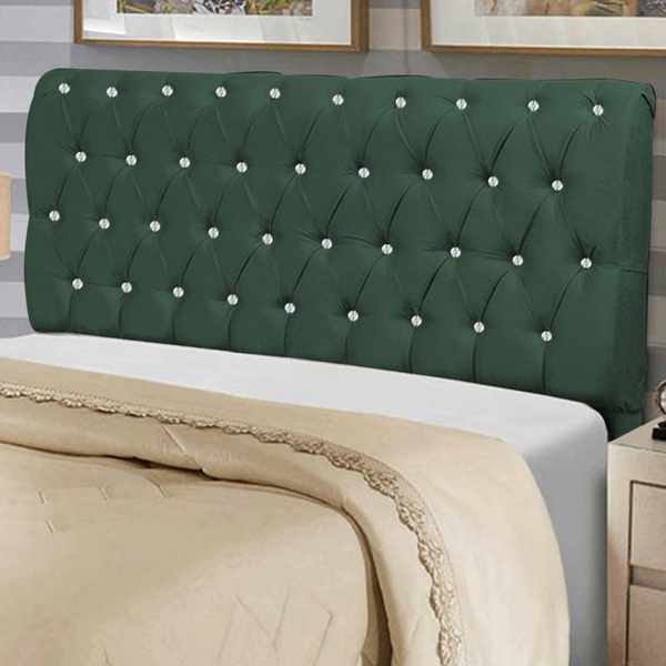 Cabeceira Estofada Maria 195cm King Strass Suede Verde - D A