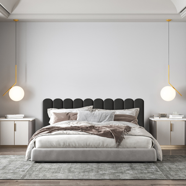 Cabeceira Estofada Nuvem Para Cama Box Casal/Queen Preto