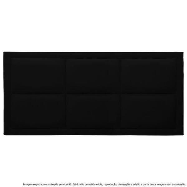 Cabeceira Estofada Painel Preta Para Cama Box Casal 140cm