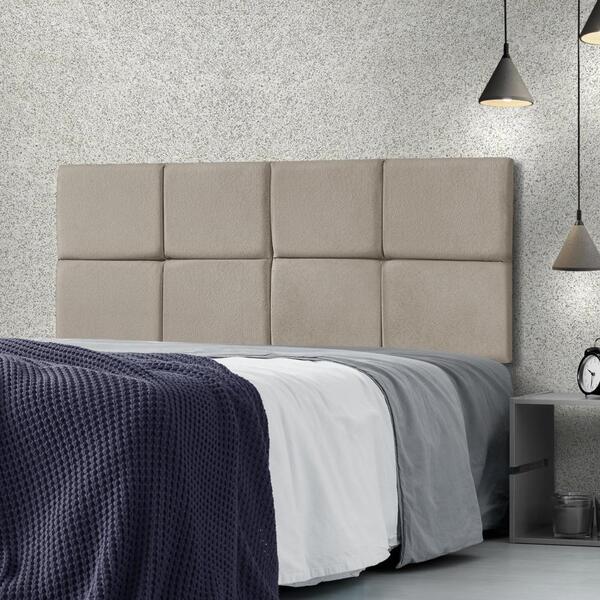 Cabeceira Estofada Para Cama Casal Box 1,40 Bella - Bege Sued
