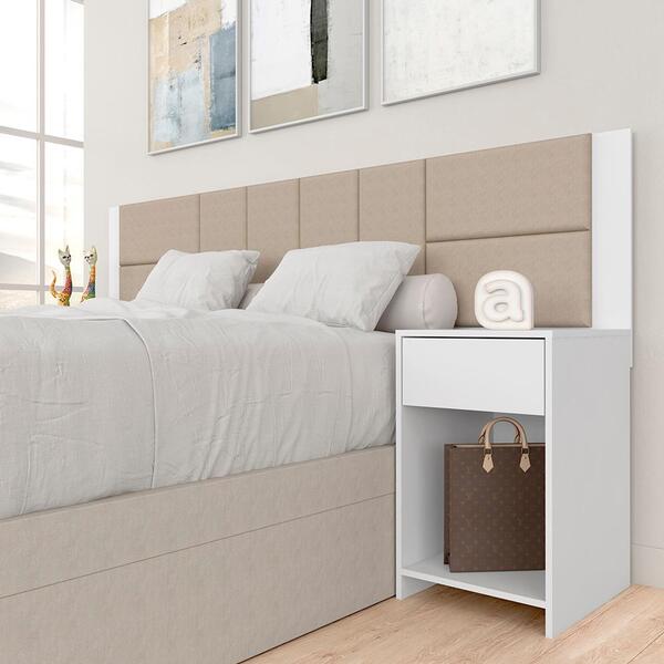 Cabeceira Estofada Para Cama Casal Dubai Branco/bege - M. Ara