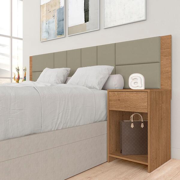 Cabeceira Estofada Para Cama Casal Dubai Carv/creme - M. Arap