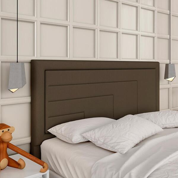 Cabeceira Estofada Para Cama Queen Barcelona Marrom - M. Arap