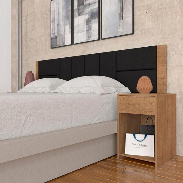 Cabeceira Estofada Para Cama Queen Dubai Carv/preto - M. Arap