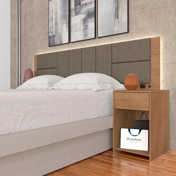 Cabeceira Estofada Para Cama Queen Dubai Com Led Car/cap- M.