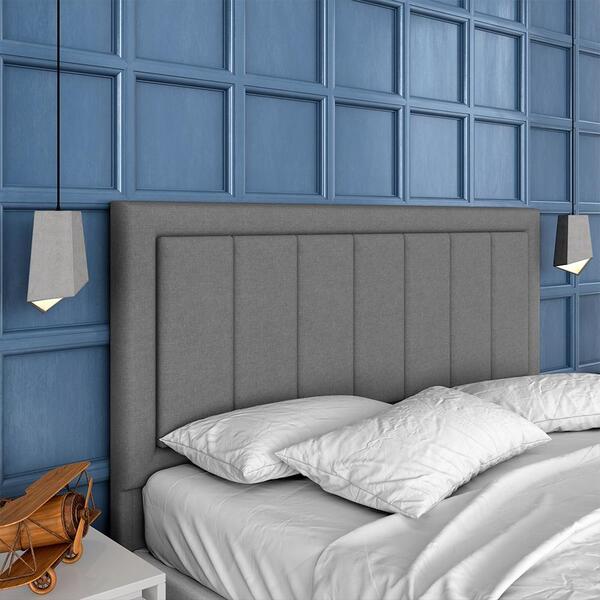 Cabeceira Estofada Para Cama Queen Istambul Linho Cinza - M.