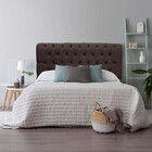 Cabeceira Estofada Paris 140cm Casal Capitonê Suede Marrom -