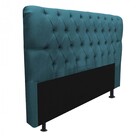 Cabeceira Estofada Paris 160cm Queen Size Capitonê Suede Azul