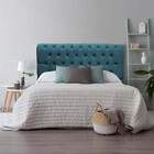 Cabeceira Estofada Paris 160cm Queen Size Capitonê Suede Azul