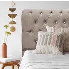 Cabeceira Estofada Paris 160cm Queen Size Strass Corino Bege