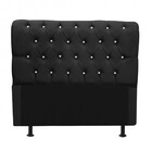 Cabeceira Estofada Paris 160cm Queen Size Strass Corino Preto