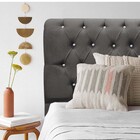 Cabeceira Estofada Paris 160cm Queen Size Strass Suede Cinza