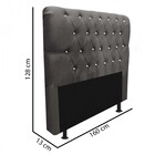 Cabeceira Estofada Paris 160cm Queen Size Strass Suede Cinza