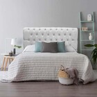 Cabeceira Estofada Paris 195cm King Size Capitonê Corino Bran