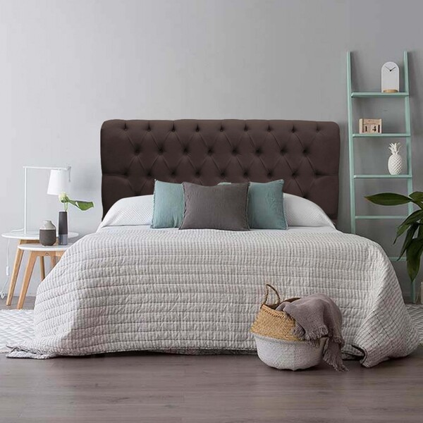 Cabeceira Estofada Paris 195cm King Size Capitonê Corino Marr