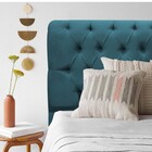 Cabeceira Estofada Paris 90cm Solteiro Capitonê Suede Azul Tu