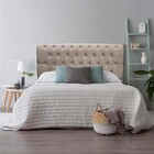 Cabeceira Estofada Paris 90cm Solteiro Strass Corino Bege - A