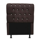 Cabeceira Estofada Paris 90cm Solteiro Strass Corino Marrom -