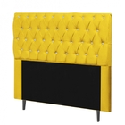 Cabeceira Estofada Paris 90cm Solteiro Strass Courino Amarelo