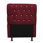 Cabeceira Estofada Paris 90cm Solteiro Strass Suede Vermelho