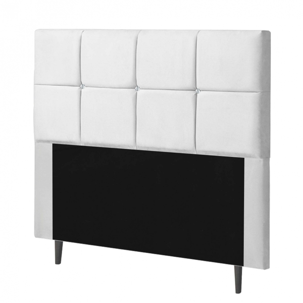 Cabeceira Estofada Poliana 160cm Queen Strass Suede Branco -