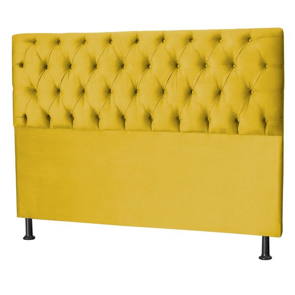 Cabeceira Estofada Queen 160 Cm Alicia Suede Amarelo