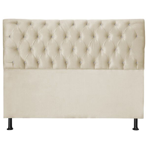 Cabeceira Estofada Queen 160 Cm Juliete Suede Bege Claro