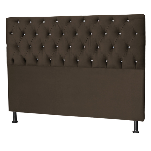 Cabeceira Estofada Queen 160 Cm Juliete Suede Marrom Claro