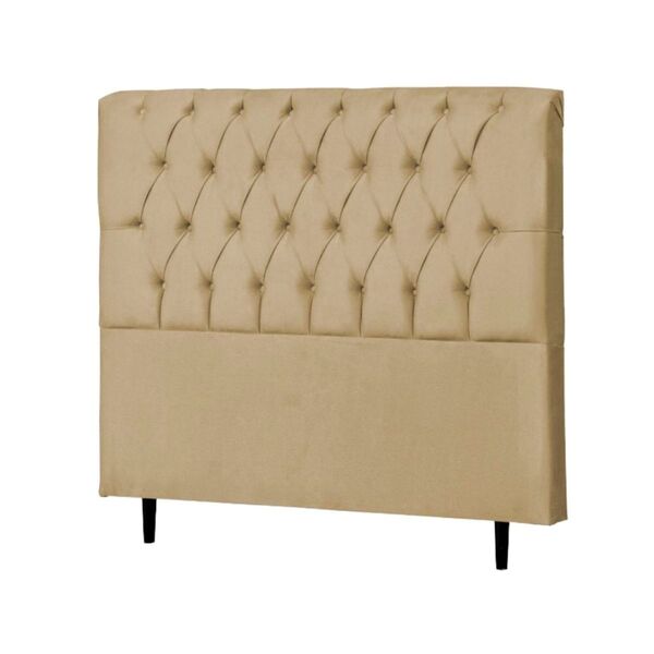 Cabeceira Estofada Queen 160 Cm Paris Suede Bege