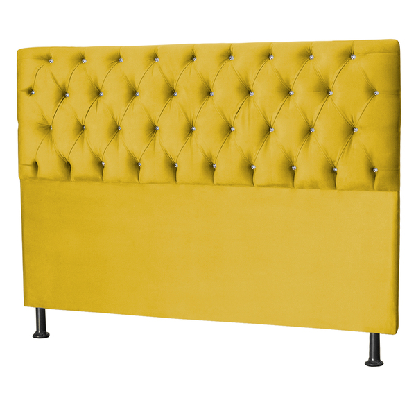 Cabeceira Estofada Queen 160 Cm Pérola Suede Amarelo