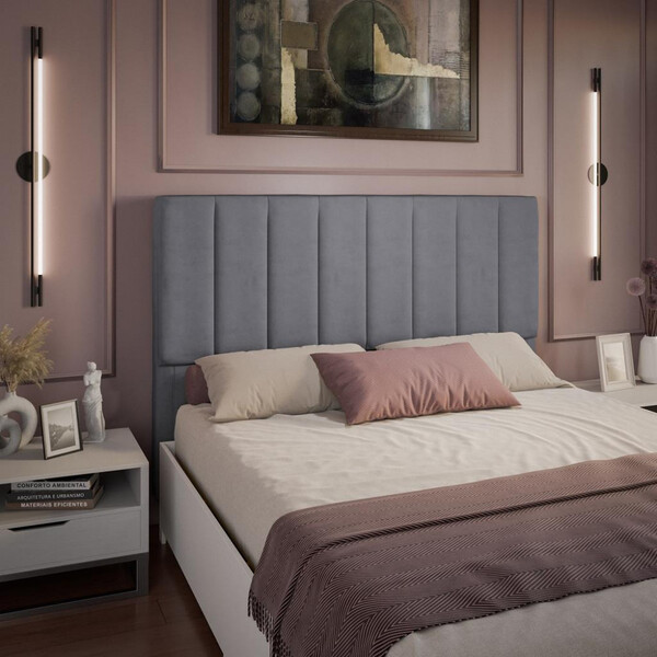 Cabeceira Estofada Queen 160cm Veludo Veneza Dobuê