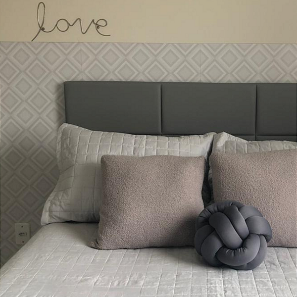 Cabeceira Estofada Queen 6 Blocos Não É Segredo Courvin Cinza