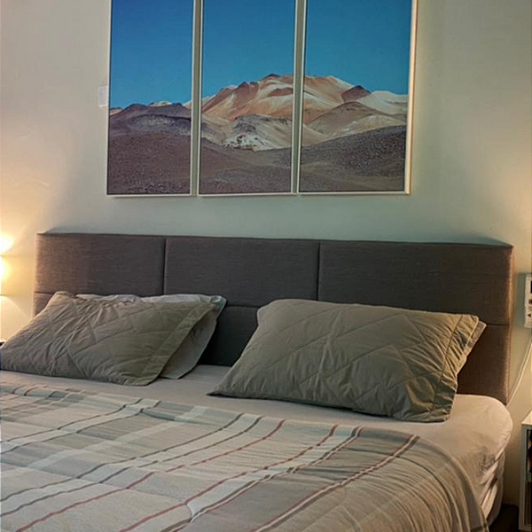 Cabeceira Estofada Queen 6 Blocos Não É Segredo Linho Marrom