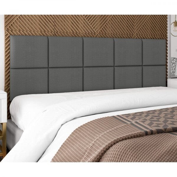 Cabeceira Estofada Queen Luana Espresso Móveis Chumbo