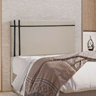 Cabeceira Estofada Royal 140cm Linho Com Fita Preta Star Conf