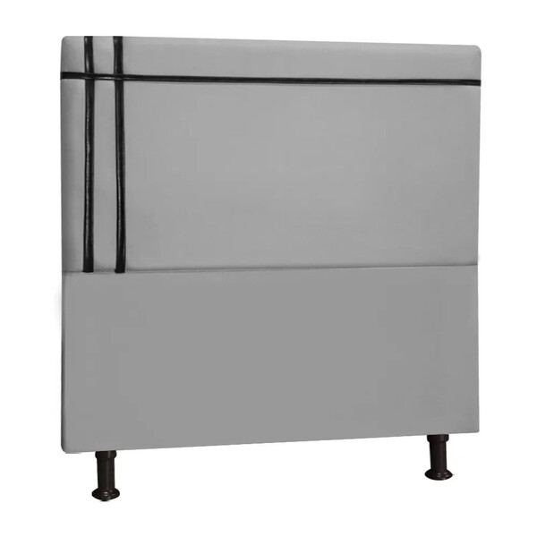 Cabeceira Estofada Royal 160cm Linho Com Fita Preta Star Conf