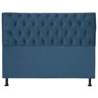 Cabeceira Estofada Solteiro 100 Cm Alicia Suede Azul Royal
