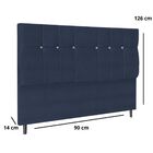 Cabeceira Estofada Solteiro 90 Cm Opala Suede Azul Marinho