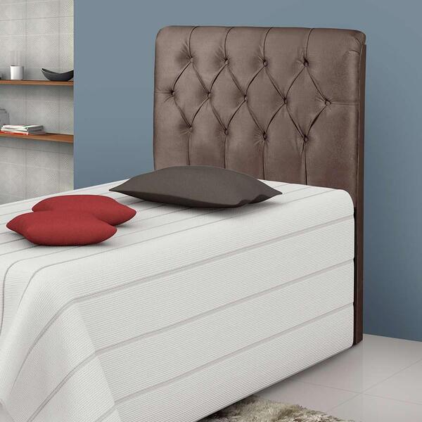 Cabeceira Estofada Solteiro Box Grécia Chocolate Carmolar