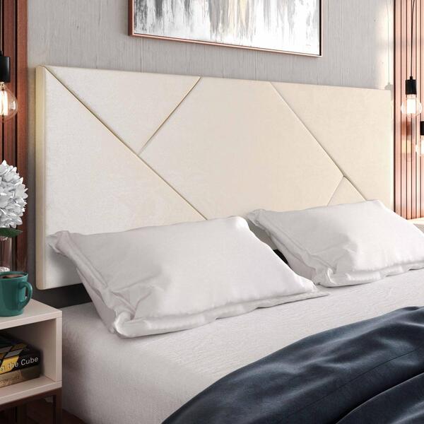 Cabeceira Estofada Suede Para Cama Box Casal Queen 1,60 Nicol