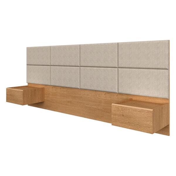 Cabeceira Estofada Suspensa Cama Casal Honduras Carvalho Ame/