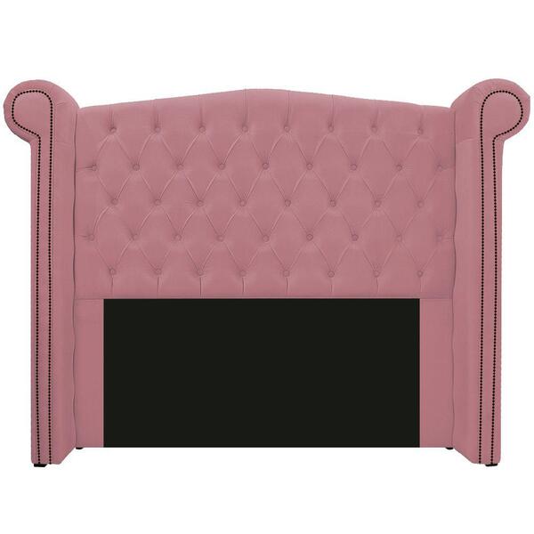 Cabeceira Estofada Veneza 140 Cm Casal Suede Rosa Bebê
