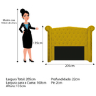 Cabeceira Estofada Veneza 160 Cm Queen Size Suede Amarelo - D