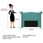 Cabeceira Estofada Veneza 160 Cm Queen Size Suede Azul Tiffan