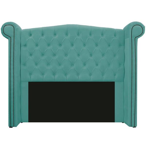 Cabeceira Estofada Veneza 160cm Queen Size Azul Tiffany