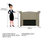 Cabeceira Estofada Veneza 195 Cm King Size Linho Bege - Doce