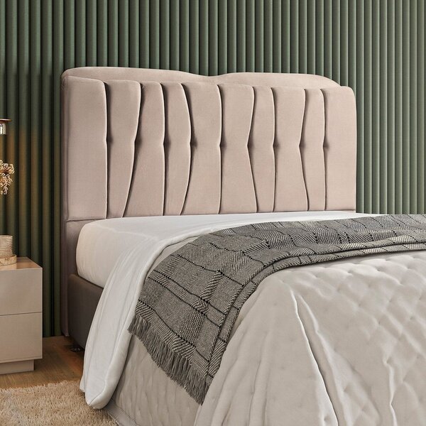 Cabeceira Estofada Veneza Casal 1,40 Cm Bege