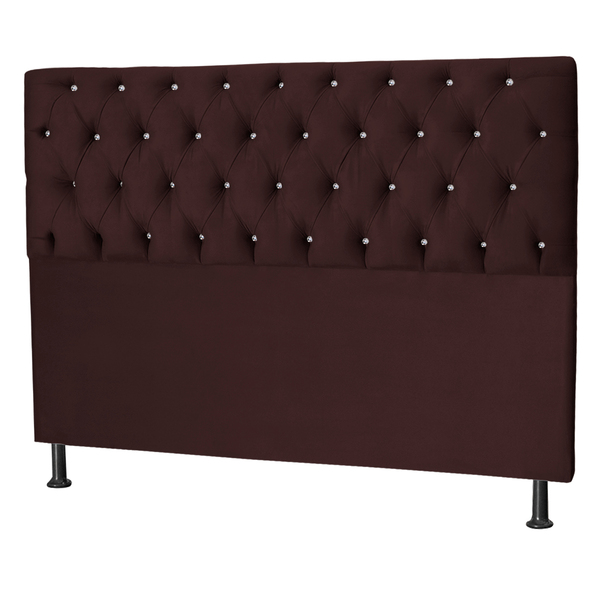 Cabeceira Estofada Viúva 120 Cm Pérola Suede Vermelho Bordô